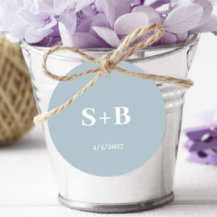 Étiquettes Cadeau Initiales bleu Dusty minimaliste Favoriser les bal