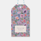 Étiquettes-cadeau Initiales de Mariage floral brodées Merci (Devant)