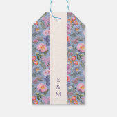 Étiquettes-cadeau Initiales de Mariage floral brodées Merci (Dos)