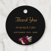 Étiquettes Cadeau initiales de monogramme floral noir mariage (Dos)