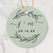 Étiquettes Cadeau Initiales de script de feuilles de laurier rustiqu (Devant)