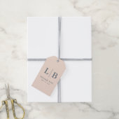 Étiquettes-cadeau Initiales élégantes marine (Avec de la ficelle)