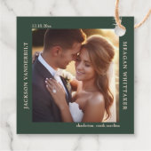 Étiquettes Cadeau Initiales empilées en vert forestier Mariage Monog (Dos)