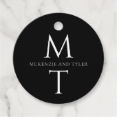 Étiquettes Cadeau Initiales en noir monogramme moderne (Devant)