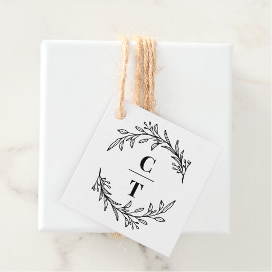 Étiquettes Cadeau Initiales fantaisistes MODIFIABLES COULEUR Monogra (En situation)