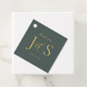 Étiquettes Cadeau Initiales Mariage Elegance Simple ID1022 vert (En situation)