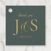 Étiquettes Cadeau Initiales Mariage Elegance Simple ID1022 vert (Devant)