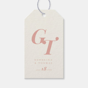 Étiquettes-cadeau Initiales minimales   Peach Blush Coral Modern Chi