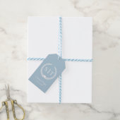 Étiquettes-cadeau Initiales Monogramme Bleu Hiver Doux (Avec de laficelle)