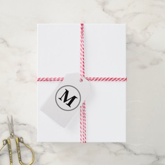 Étiquettes-cadeau Initiales monogrammes simples noir et blanc (Avec de la ficelle)
