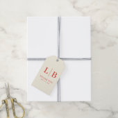 Étiquettes-cadeau Initiales Rouges Élégantes (Avec de la ficelle)