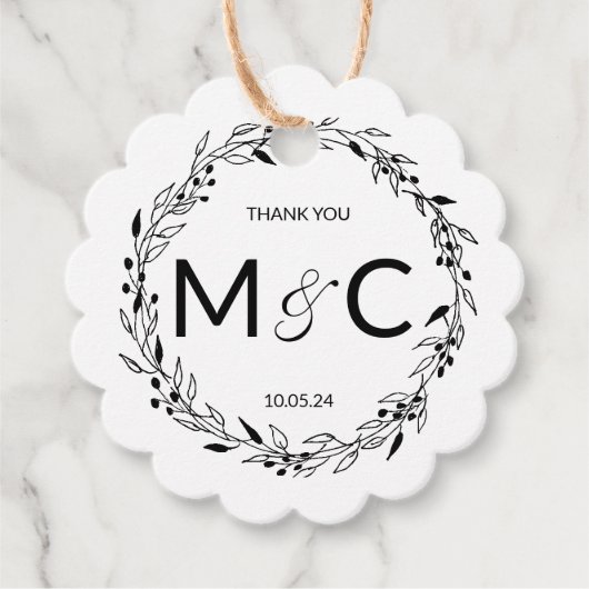 Étiquettes Cadeau Initiales rustiques de germes (Devant)