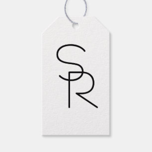 Étiquettes-cadeau Initiales superposées de style moderne