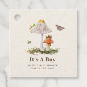 Étiquettes Cadeau Insectes Champignons Bois Baby shower naturel