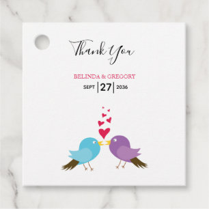 Étiquettes Cadeau Inséparables & Coeurs Mariage Cadeau