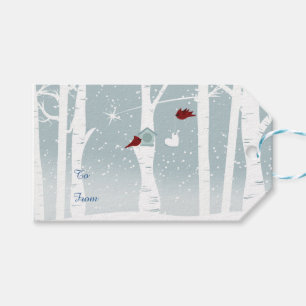 Étiquettes-cadeau Inséparables en hiver