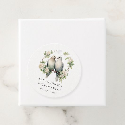 Étiquettes Cadeau Inséparables romantiques mignons Mariage de couron (En situation)