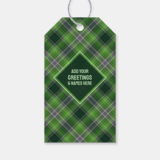 Étiquettes-cadeau Inspiré par la nature Tartan à carreaux vert et vi