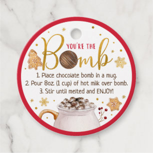 Étiquettes Cadeau Instruction sur la bombe à chocolat chaud