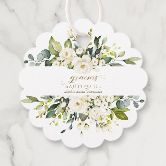 Étiquettes Cadeau Invitacion De Bautizo Con Flores Baptême (Dos)