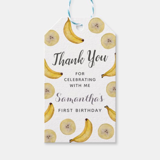 Étiquettes-cadeau Invitation d'anniversaire de bananes (Devant)