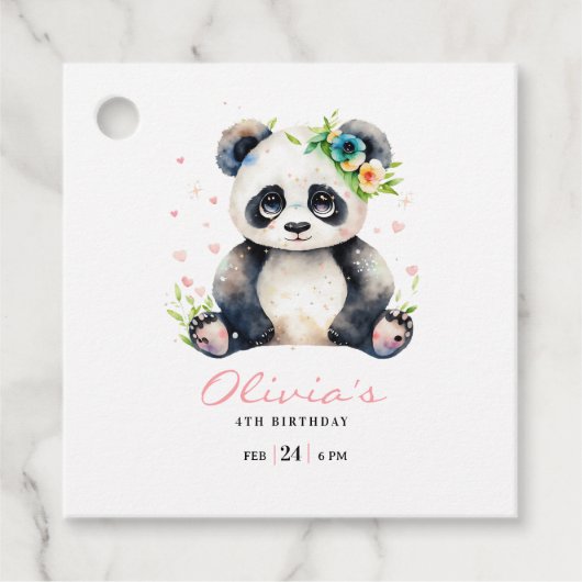 Étiquettes Cadeau Invitation d'anniversaire Panda, Invitation d'anni (Devant)