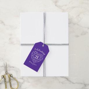 Étiquettes-cadeau Iolite anniversaire de mariage 21ème cœur violet