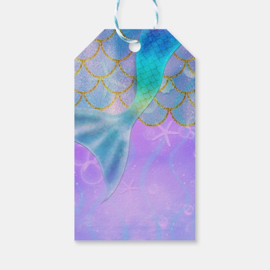 Étiquettes-cadeau Iridescente Pearl Shimmer Mermaid fête d'anniversa (Dos)