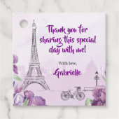 Étiquettes Cadeau Iris Violet Pourpre Parisien Merci (Devant)