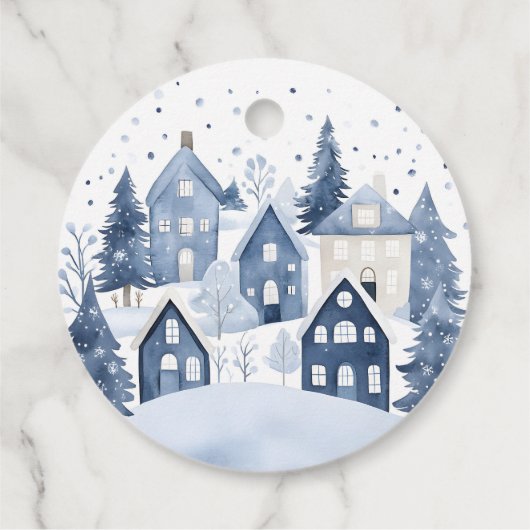 Étiquettes Cadeau It takes a Village Winter Night Snow Thank you (Dos)