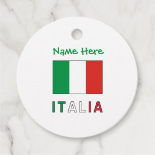Étiquettes Cadeau Italia e Bandiera Italiana Personnalisation verte