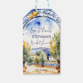 Étiquettes-cadeau Italien Bleu carreaux arc citrons nuptiale douche (Devant)