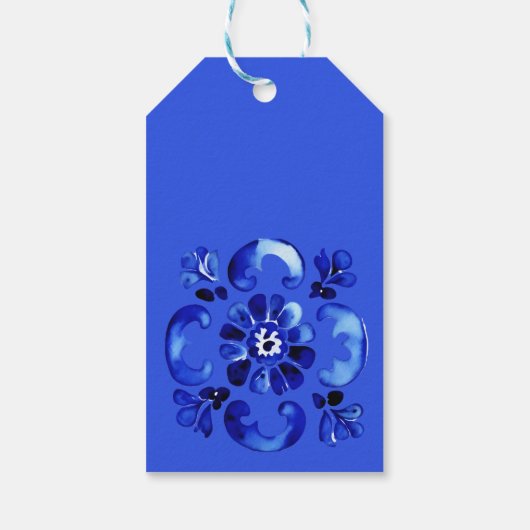 Étiquettes-cadeau Italien Bleu carreaux arc citrons nuptiale douche (Dos)