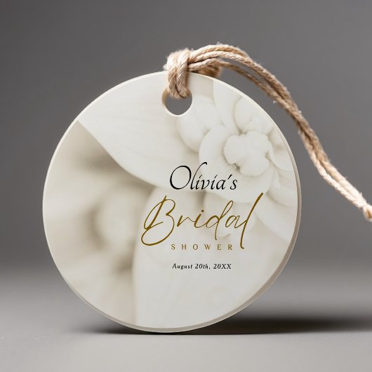 Étiquettes Cadeau Ivory Bloom & Elegant Gold Script Fête des mariées