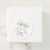 Étiquettes Cadeau Ivory bow pearls Confirmation DIY (En situation)