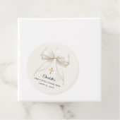 Étiquettes Cadeau Ivory bow pearls First Holy Communion DIY (En situation)