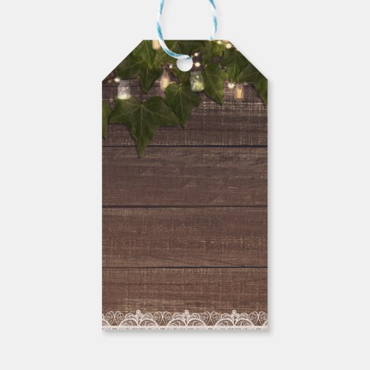 Étiquettes-cadeau Ivy & String Lights Mason Jar Mariage rustique Fav (Dos)