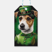 Étiquettes-cadeau Jack Russell Chien en robe de fête St. Patrick (Devant)