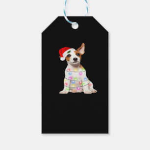 Étiquettes-cadeau Jack Russell chien Père Noël Christmas Tree Lights