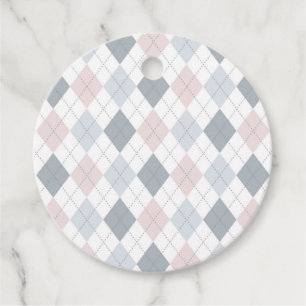Étiquettes Cadeau Jacquard blanc rose gris
