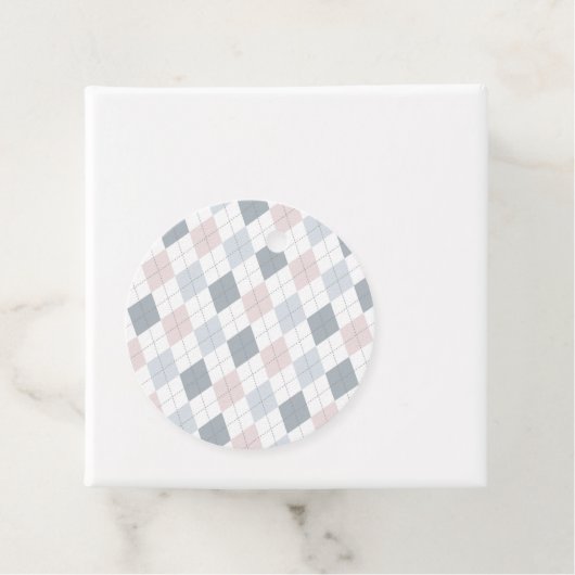 Étiquettes Cadeau Jacquard blanc rose gris (En situation)