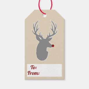 Étiquettes-cadeau Jacquard et Taupe de renne de Noël