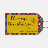 Étiquettes-cadeau Jacquard Joyeux Noël orange jaune (Devant (Horizontal))