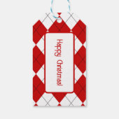 Étiquettes-cadeau Jacquard preppy Tartan Diamond Plaid Rouge Blanc (Dos)