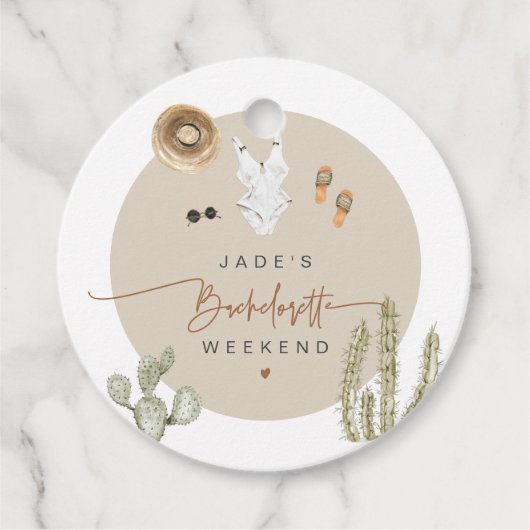 Étiquettes Cadeau JADE Boho Desert Cactus Scottsdale Avant le Voile (Devant)