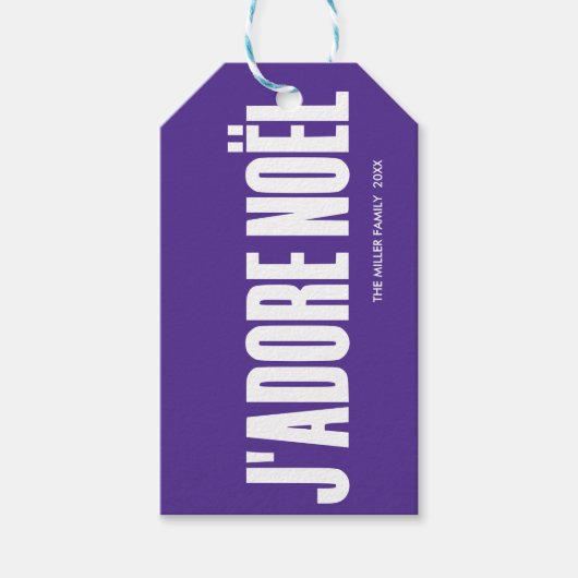 Étiquettes-cadeau J'adore Noël ! (Devant)