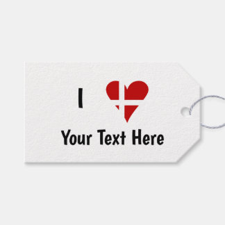 Étiquettes-cadeau J'aime (Cœur Drapeau Danois) Texte Personnalisé