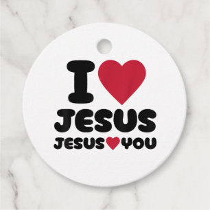 Étiquettes Cadeau J'aime Jésus et Jésus t'aime chrétien