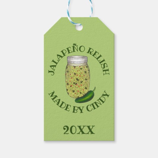 Étiquettes-cadeau Jalapeno Jalapeño Poivre Chaud Relish Fabriqué Par (Devant)
