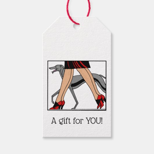 Étiquettes-cadeau Jambes Art déco femmes Greyhound Whippet Chien R (Devant)